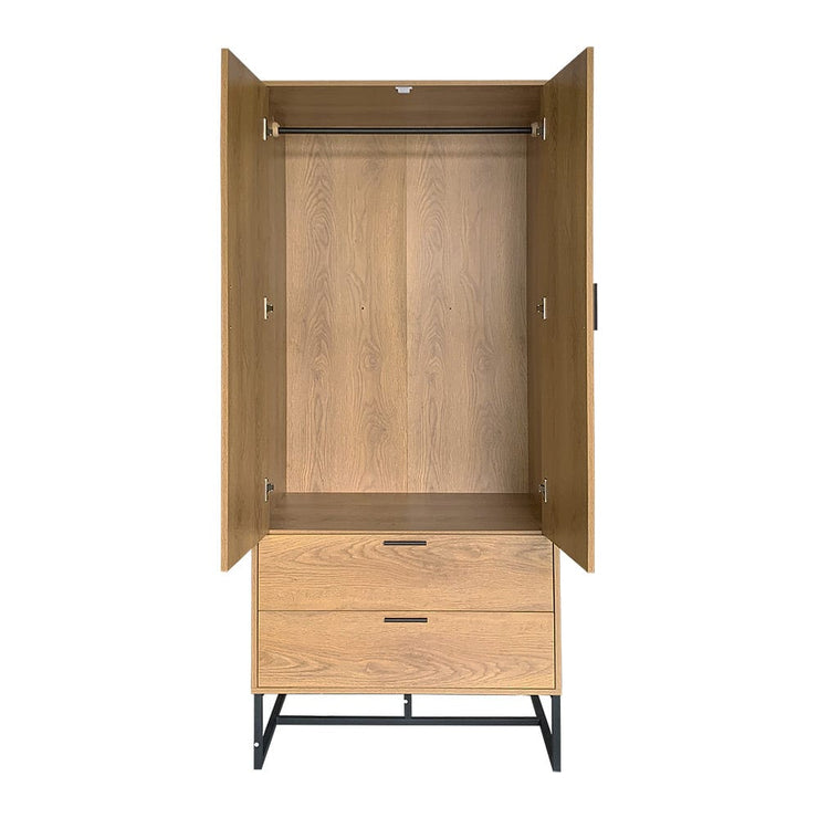 Belluno Industrial Style 2 Door 2 Drawer Wardrobe