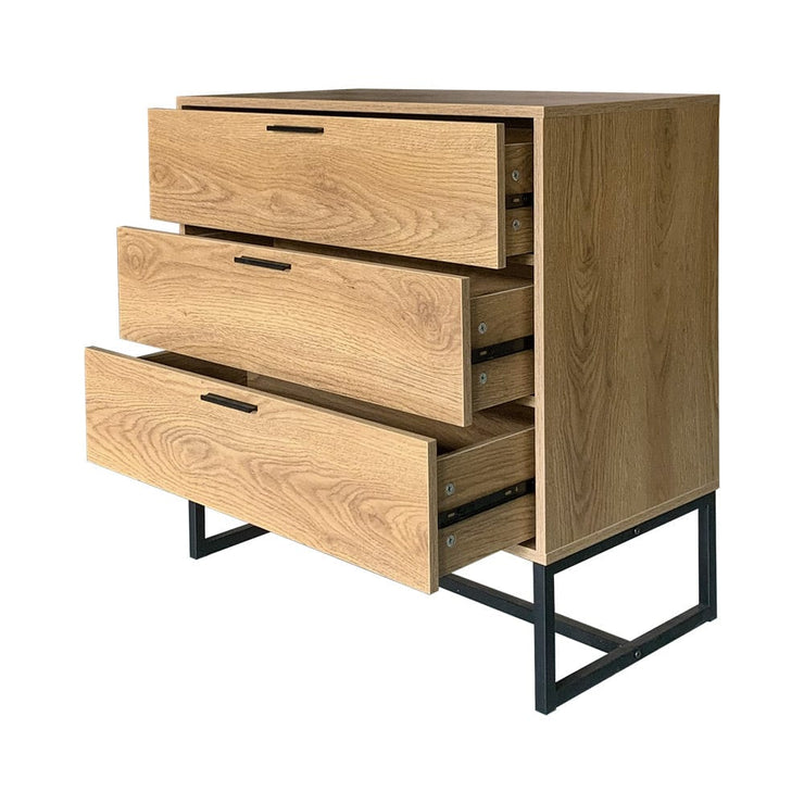 Belluno Industrial Style 3 Drawer Chest Of Drawers Cabinet