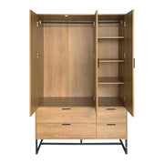 Belluno Industrial Style 3 Door 4 Drawer Wardrobe