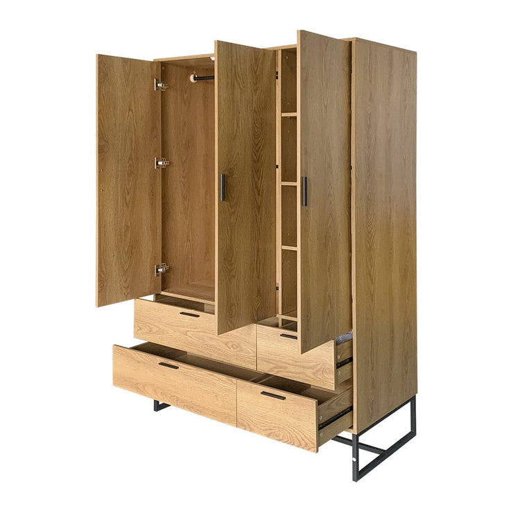 Belluno Industrial Style 3 Door 4 Drawer Wardrobe