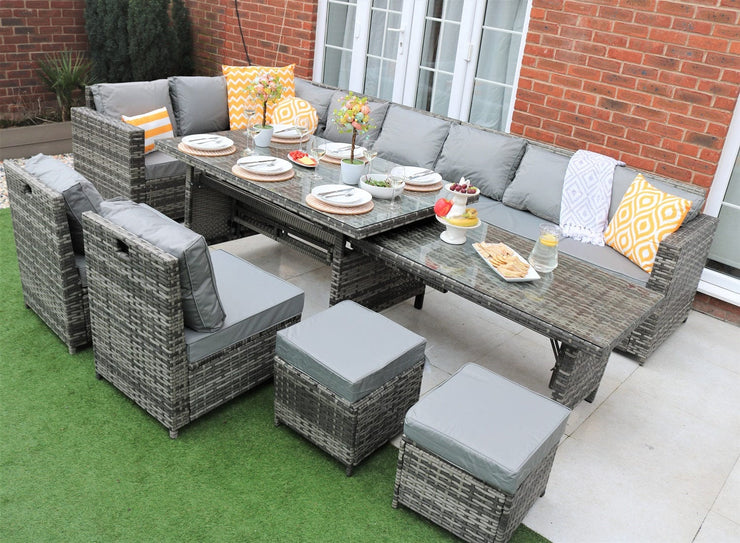 Barcelona 12 Seater Rattan Garden Furniture Dining Set with Extending Table