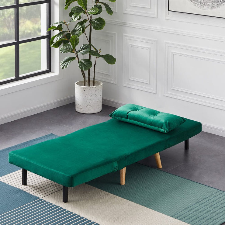 Jola Velvet Foldable Sofa Bed with Pillow 1 Seater
