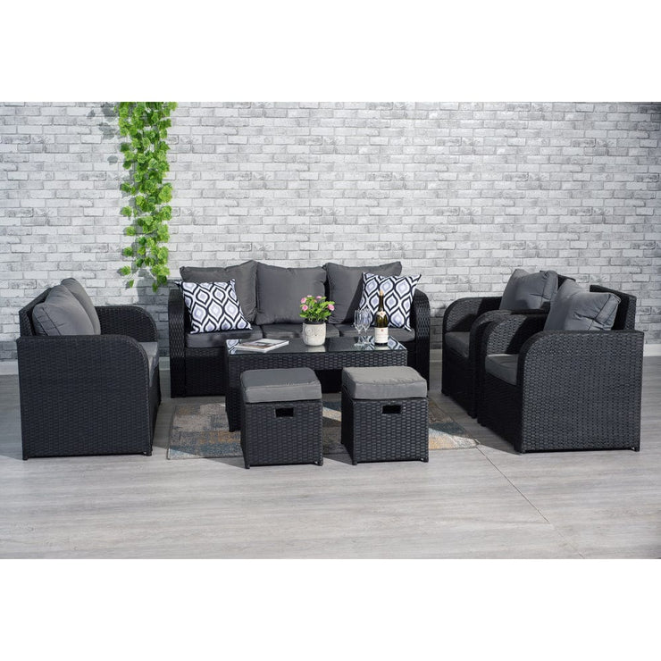 Lotus 9 Seater Rattan Garden Furniture Cube Set In Black, Garden Furniture, Furniture Maxi, Furniture Maxi