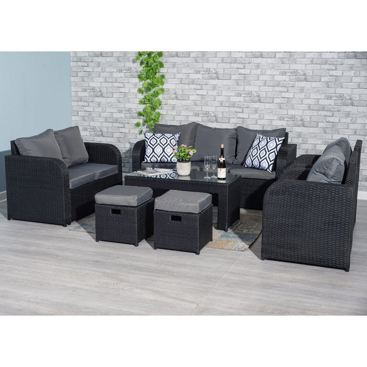 Lotus 9 Seater Rattan Garden Furniture Cube Set In Black, Garden Furniture, Furniture Maxi, Furniture Maxi