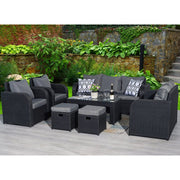 Lotus 9 Seater Rattan Garden Furniture Cube Set In Black, Garden Furniture, Furniture Maxi, Furniture Maxi
