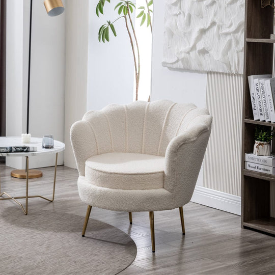 Mollis Plush Boucle Shell Chair In Beige