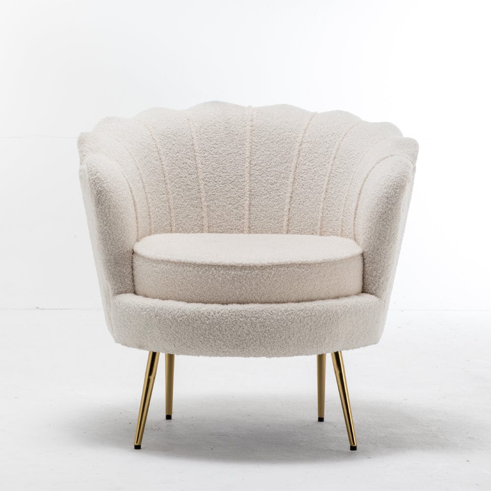 Mollis Plush Boucle Shell Chair In Beige