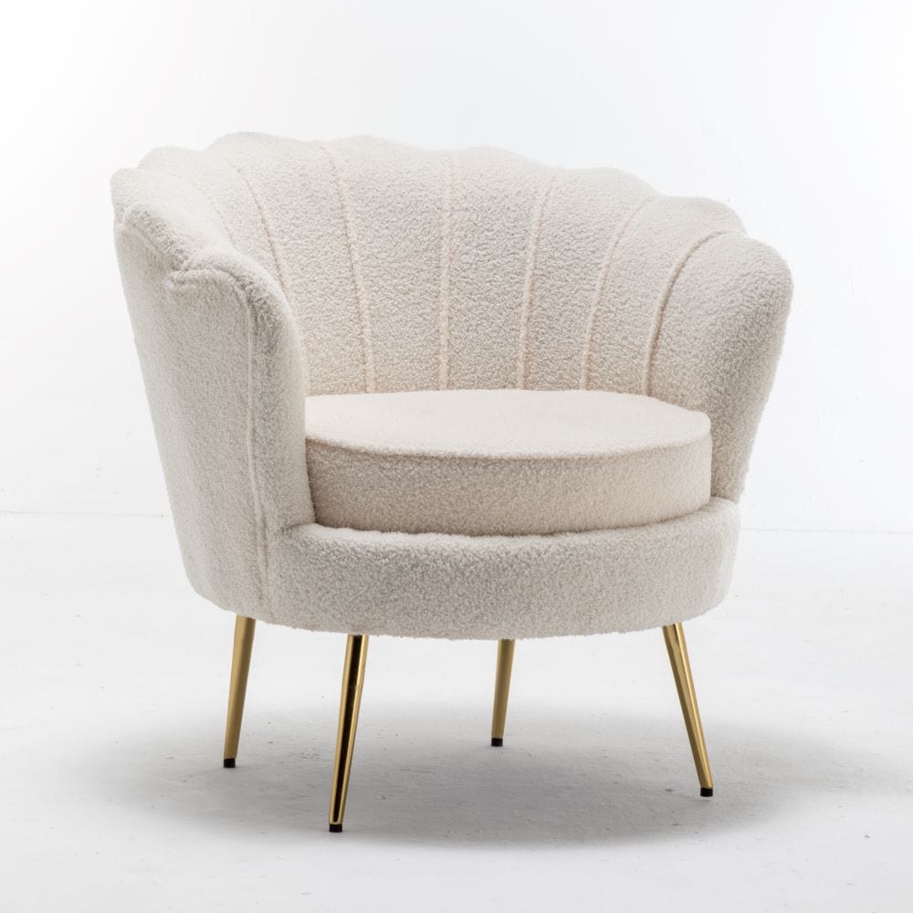 Mollis Plush Boucle Shell Chair In Beige