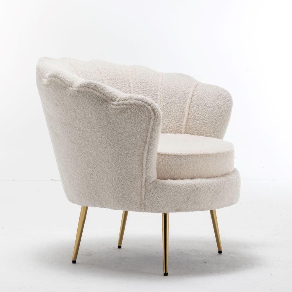 Mollis Plush Boucle Shell Chair In Beige