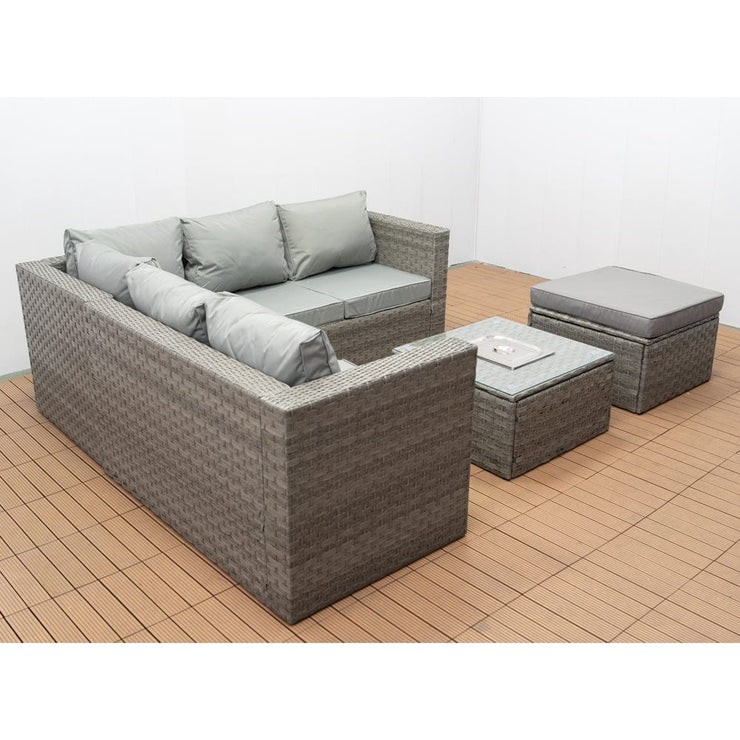 Monacó Buicéad Oighear 6 Suíochán RatánComment Cúinne Sofa Set