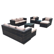 Vancouver 10 Seater Rattan Garden Furniture Set In Brown with rain cover