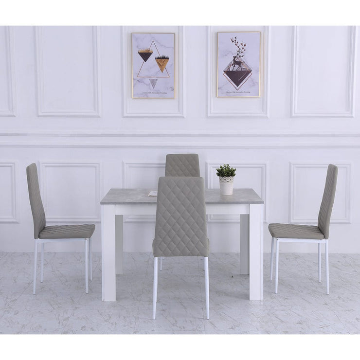 Orsa Rectangle Concrete Effect Dining Table Set with 4 Chairs