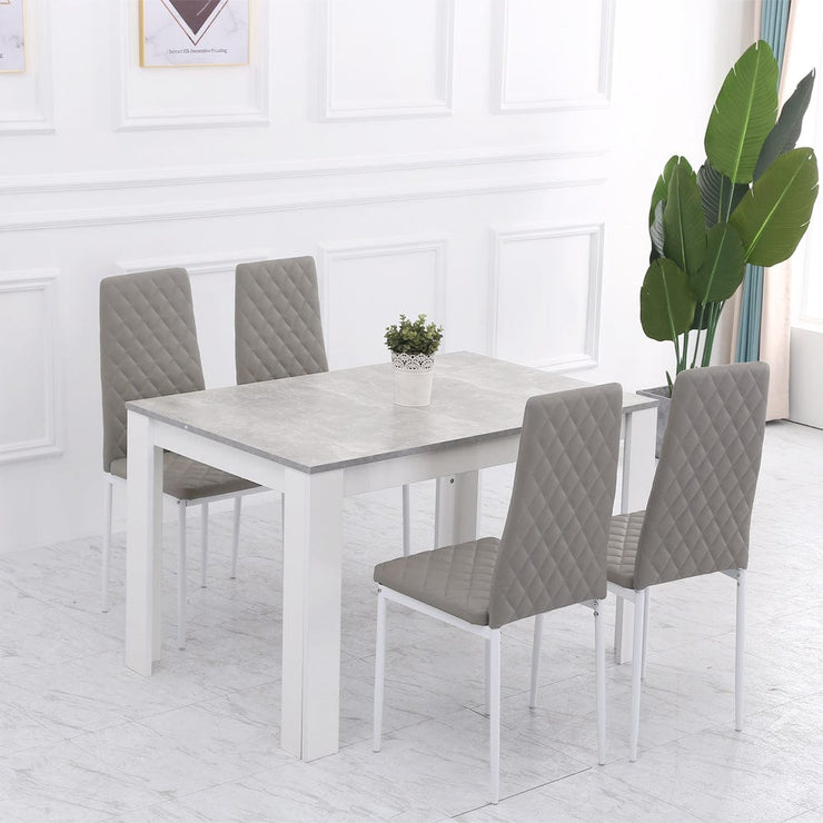 Orsa Rectangle Concrete Effect Dining Table Set with 4 Chairs