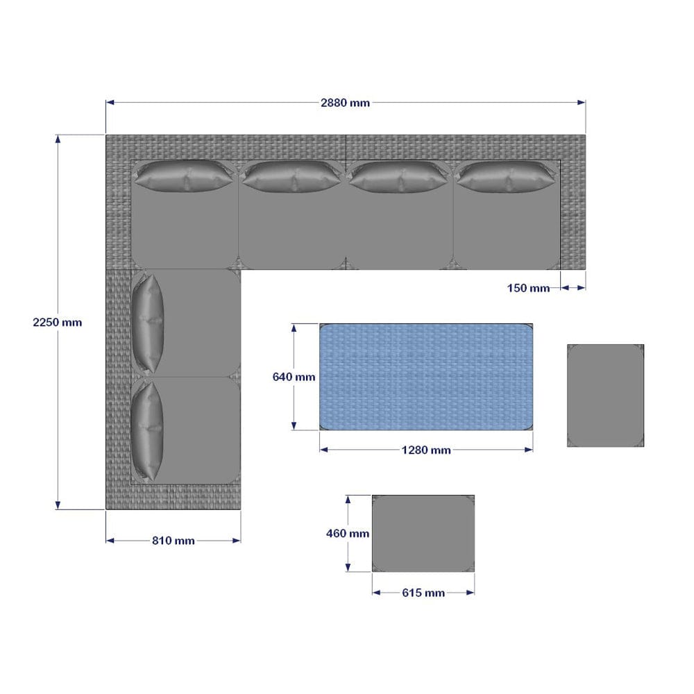 Papaver 8 Seater Rattan Furniture Garden Sofa Set In Grey, Garden Furniture, Furniture Maxi, Furniture Maxi