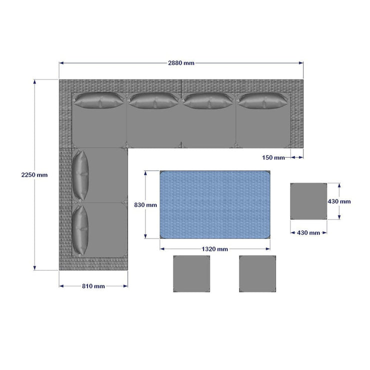 Papaver 9 Seater Rattan Garden Dining Set In Grey, Garden Furniture, Furniture Maxi, Furniture Maxi