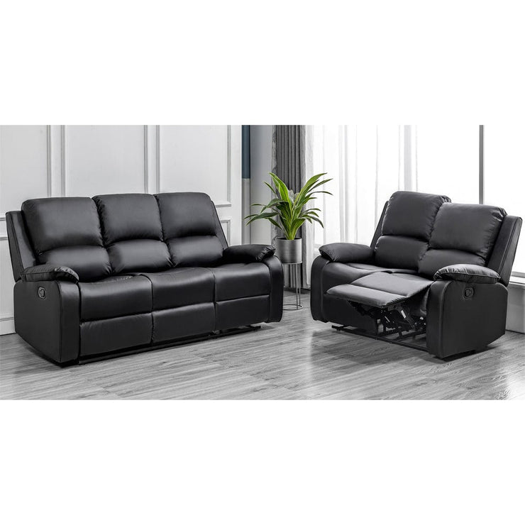 Palermo 3+2 Black Leather Electric Or Manual Recliner Sofa Set