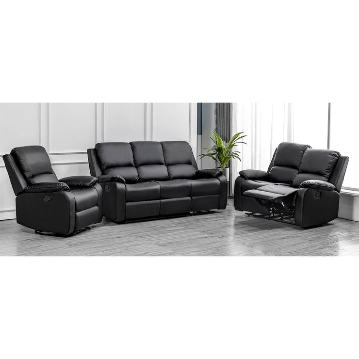 Palermo 3+2+1 Black Leather Electric Or Manual Recliner Sofa Set