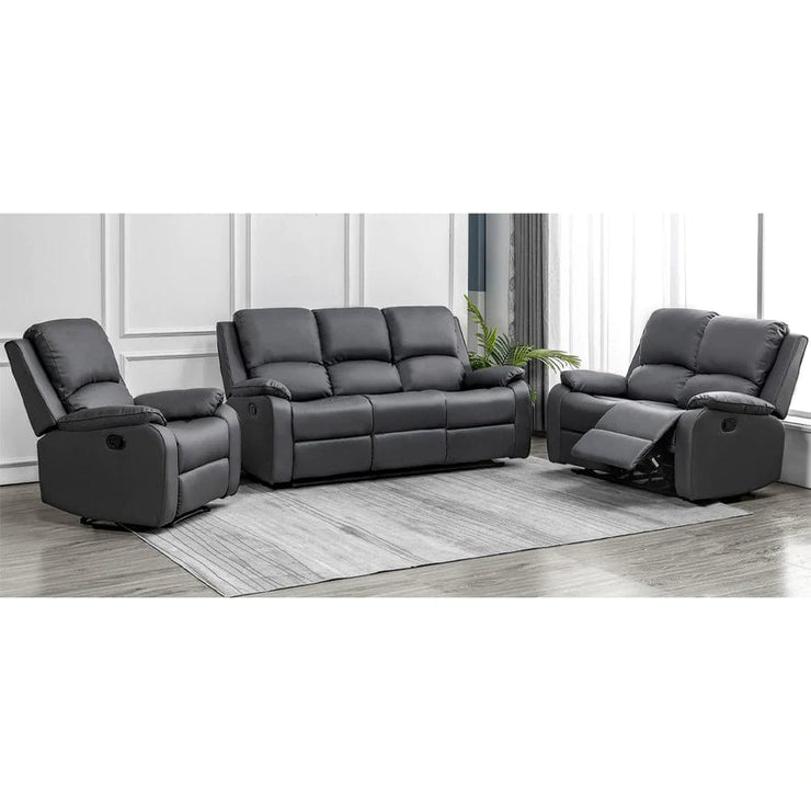 Palermo 3+2+1 Grey Leather Electric Or Manual Recliner Sofa Set