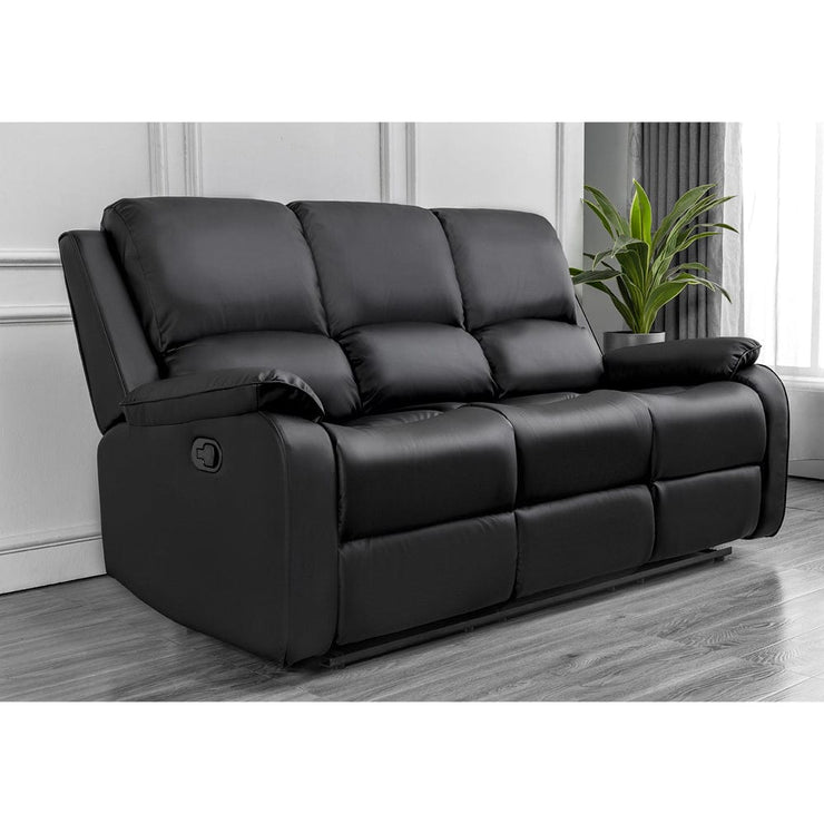 Palermo Black Leather 3 Seater Electric Or Manual Recliner Sofa