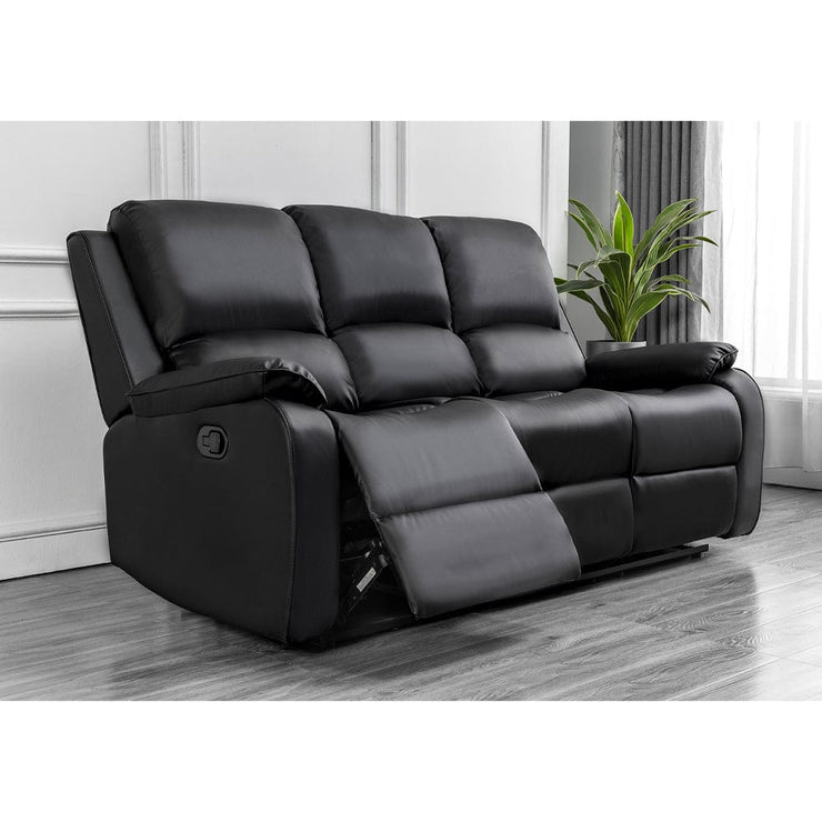 Palermo 3+2 Black Leather Electric Or Manual Recliner Sofa Set