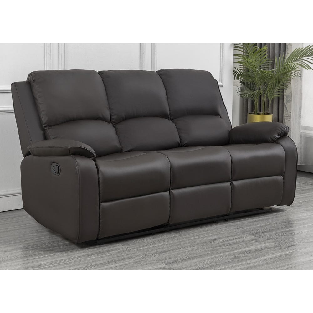 Palermo Brown Leather 3 Seater Recliner Sofa