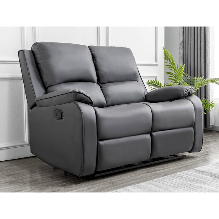 Palermo Grey Leather 2 Seater Electric Or Manual Recliner Sofa