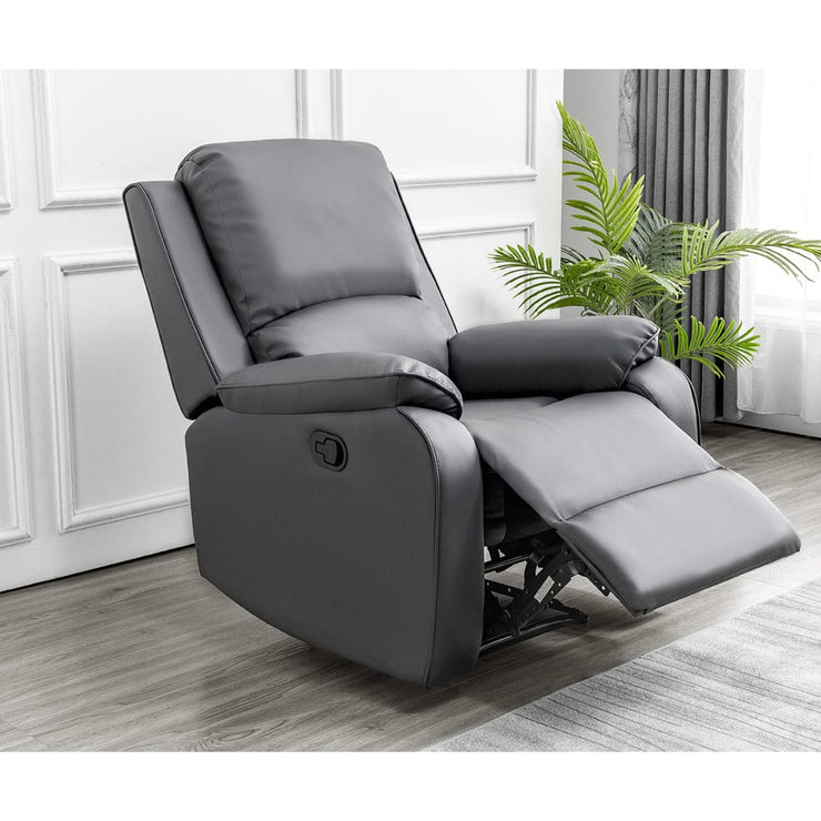 Palermo 3+2+1 Grey Leather Electric Or Manual Recliner Sofa Set