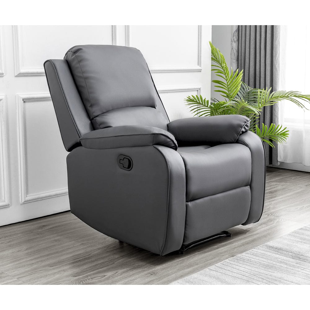 Palermo Grey Leather Recliner Armchair