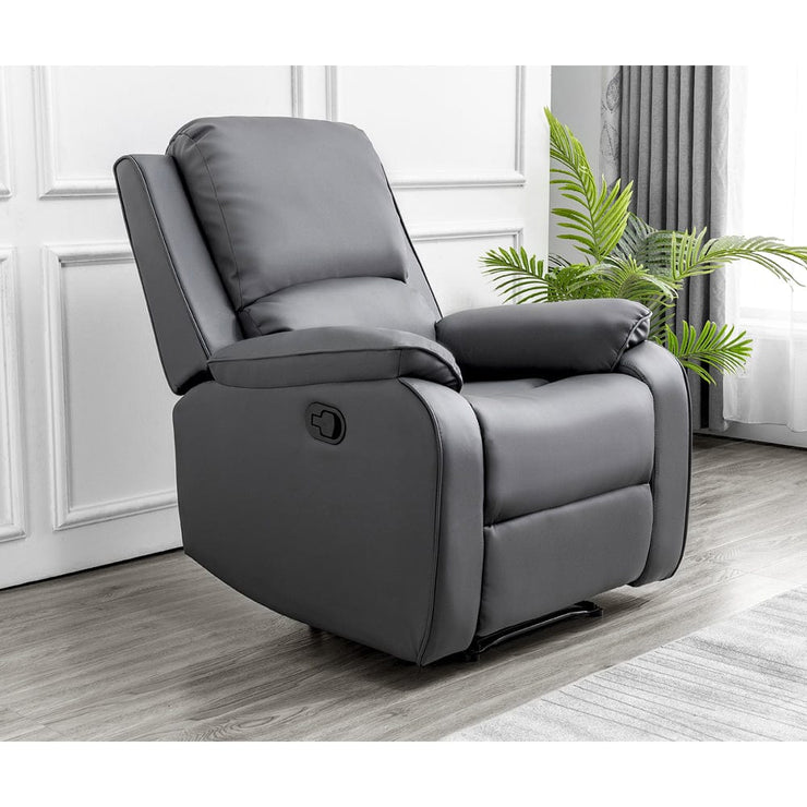 Palermo Grey Leather Electric Or Manual Recliner Armchair