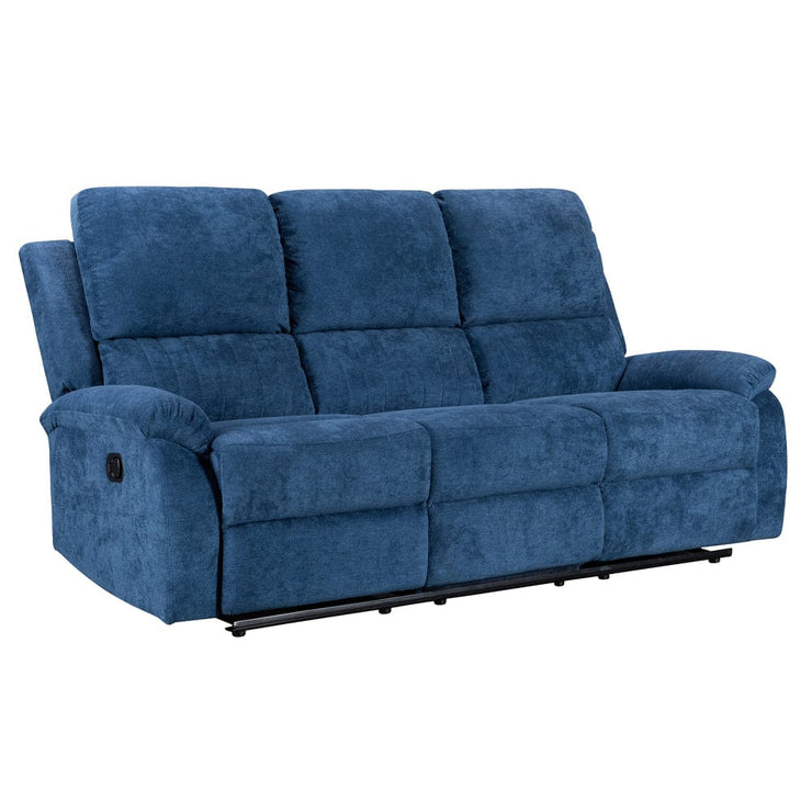 Pancho 3 Seater Blue Fabric Recliner Sofa