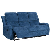 Pancho 3 Seater Blue Fabric Recliner Sofa