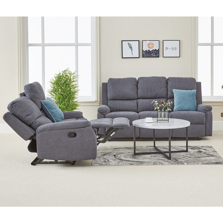 Pancho 3 2 Grey Fabric Recliner Sofa Set