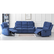 Pancho 3+2+1 Blue Fabric Recliner Sofa Set