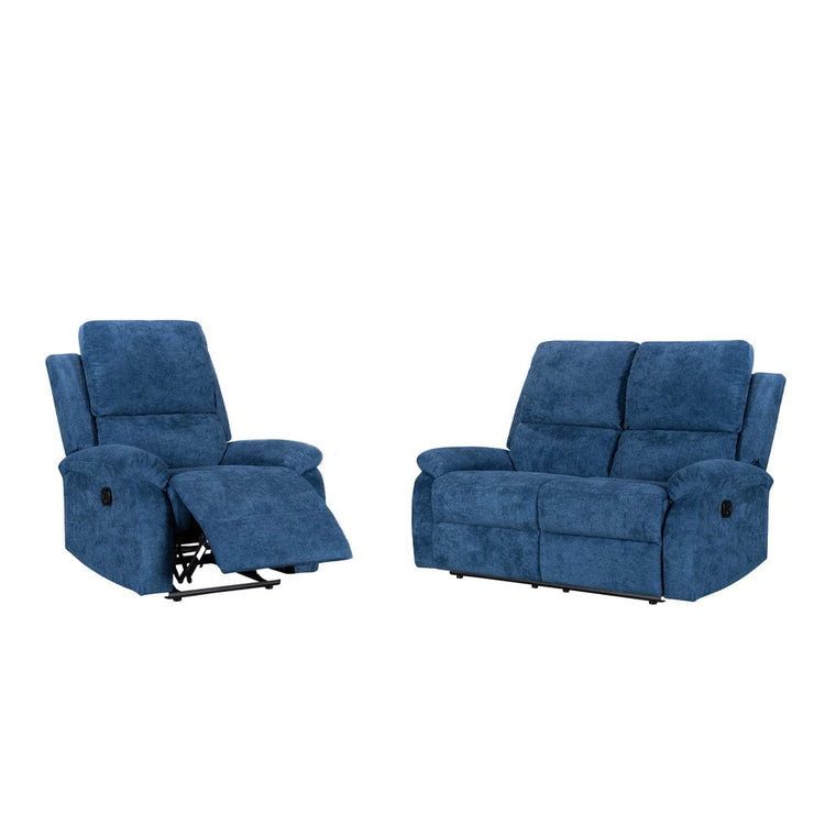 Pancho Blue Fabric Armchair and 2 Seater Sofa Set