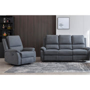 Pancho Grey Fabric Recliner Armchair and 3 Seater Sofa Set