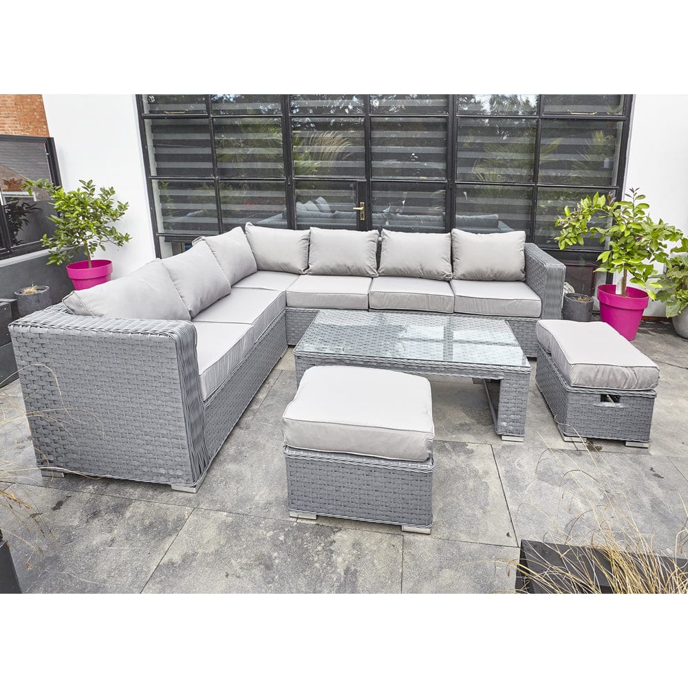 Papaver 8 Seater Rattan Furniture Garden Sofa Set In Grey, Garden Furniture, Furniture Maxi, Furniture Maxi