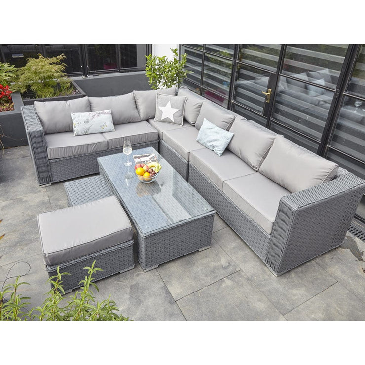 Papaver 8 Seater Rattan Furniture Garden Sofa Set In Grey, Garden Furniture, Furniture Maxi, Furniture Maxi