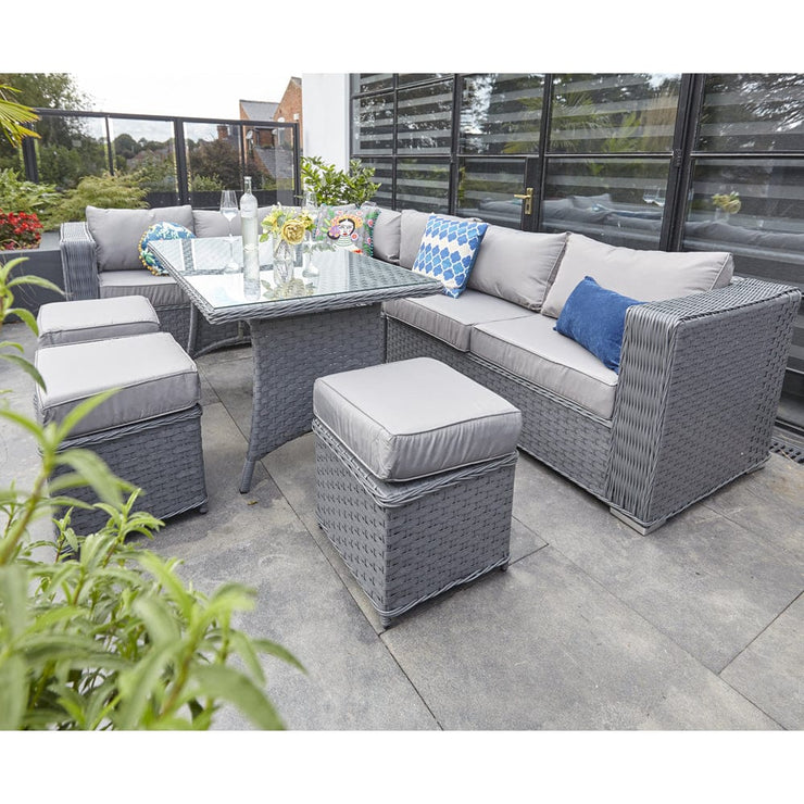 Papaver 9 Seater Rattan Garden Dining Set In Grey, Garden Furniture, Furniture Maxi, Furniture Maxi