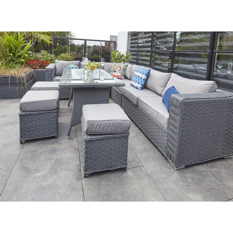 Papaver 9 Seater Rattan Garden Dining Set In Grey, Garden Furniture, Furniture Maxi, Furniture Maxi