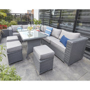 Papaver 9 Seater Rattan Garden Dining Set In Grey, Garden Furniture, Furniture Maxi, Furniture Maxi