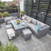 Papaver 9 Seater Rattan Garden Dining Set In Grey, Garden Furniture, Furniture Maxi, Furniture Maxi