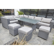 Papaver 9 Seater Rattan Garden Dining Set In Grey, Garden Furniture, Furniture Maxi, Furniture Maxi