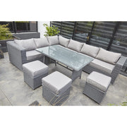 Papaver 9 Seater Rattan Garden Dining Set In Grey, Garden Furniture, Furniture Maxi, Furniture Maxi