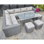 Papaver 9 Seater Rattan Garden Dining Set In Grey, Garden Furniture, Furniture Maxi, Furniture Maxi