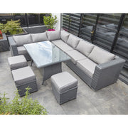 Papaver 9 Seater Rattan Garden Dining Set In Grey, Garden Furniture, Furniture Maxi, Furniture Maxi