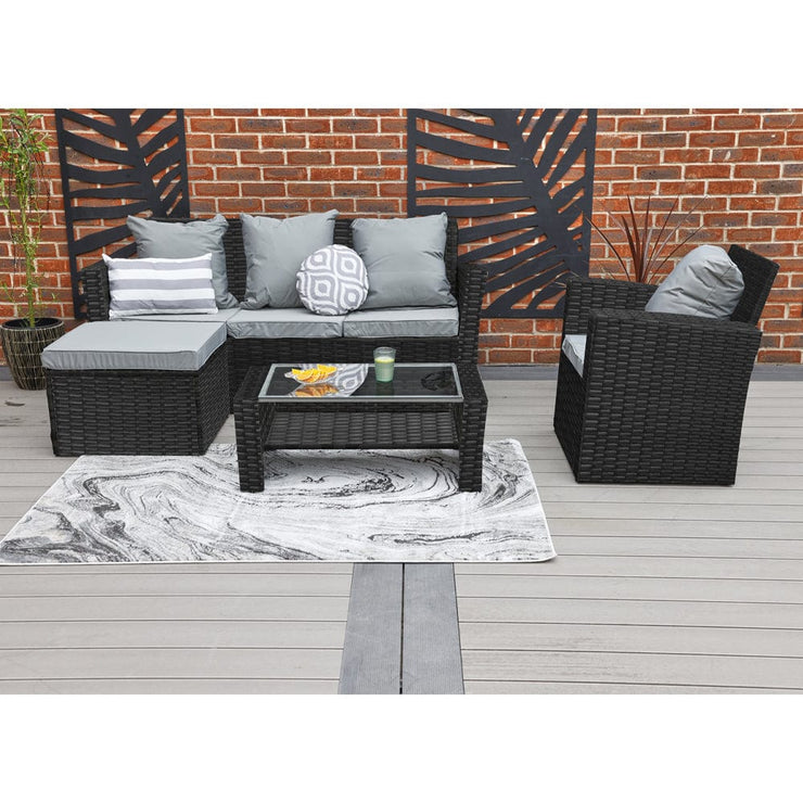Rosen 5 Seater Rattan Garden Furniture Set In Black with rain cover option