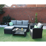 Rosen 5 Seater Rattan Garden Furniture Set In Black with rain cover option