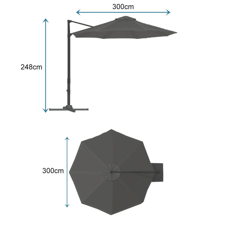Parasol Cantilever LED Gréine Roma 3M