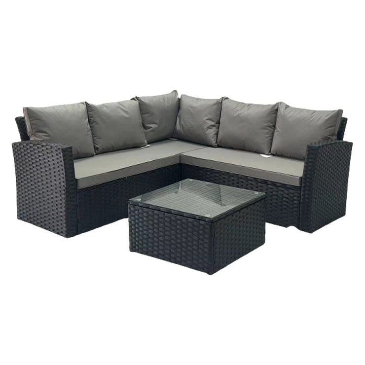 Rosen 5 Seater Corner Rattan Garden Furniture Sofa Sets with Rain Cover In Balck Or Grey