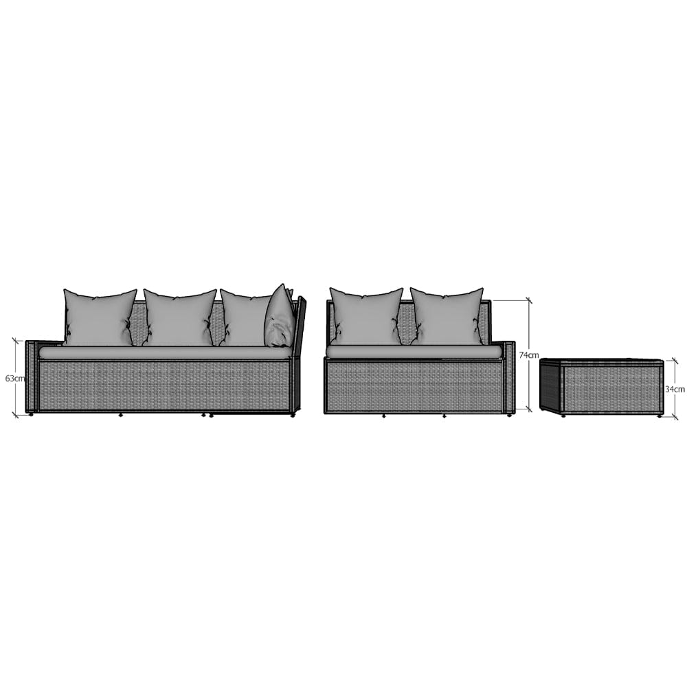 Rosen 5 Seater Corner Rattan Garden Furniture Sofa Sets with Rain Cover In Balck Or Grey
